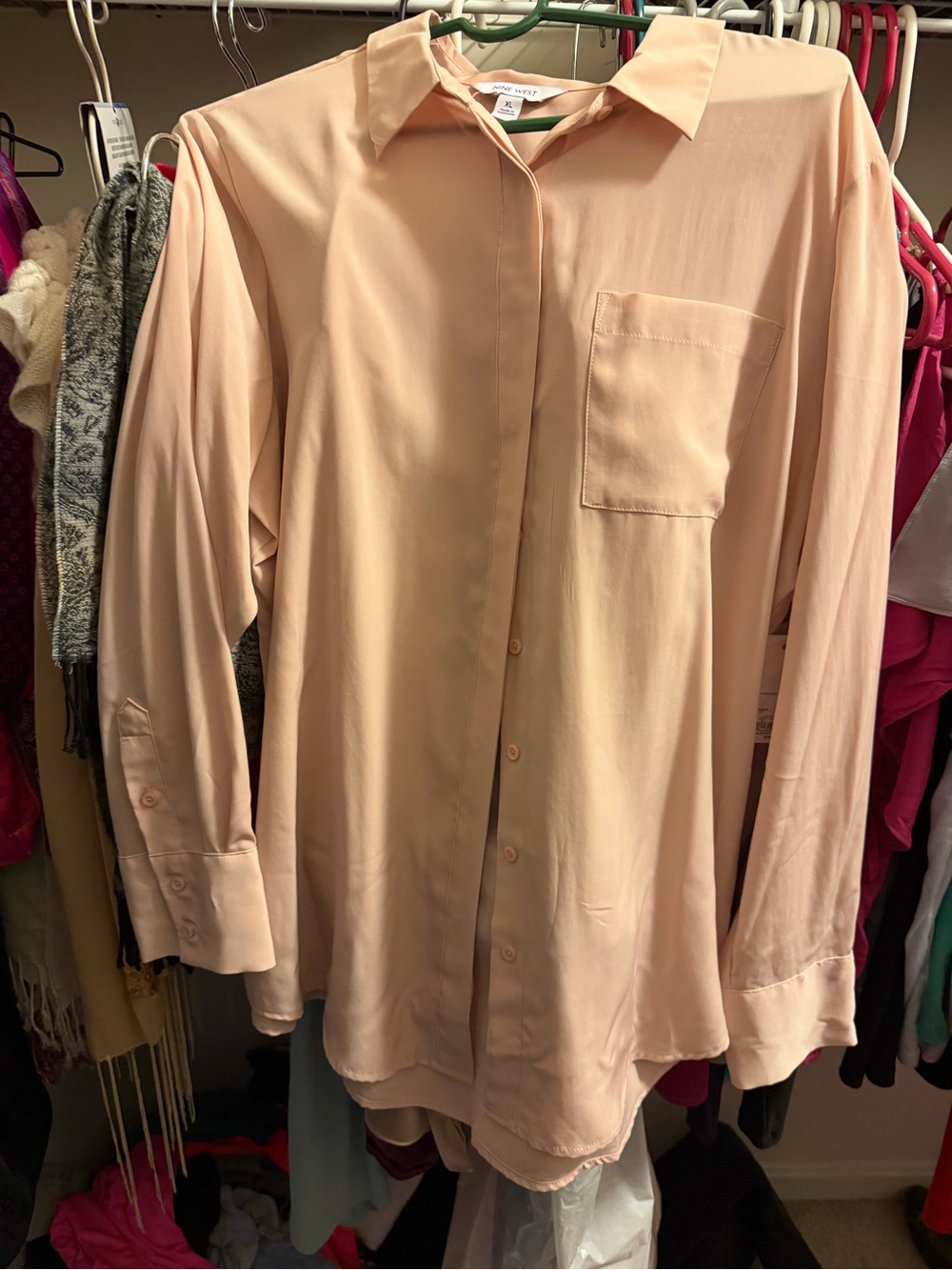 Nine West Peach Button-Up Blouse